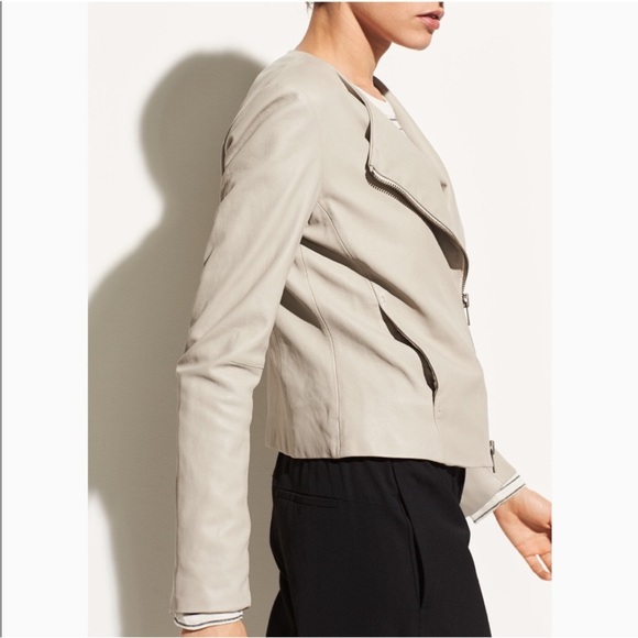 NWT VINCE Cross Front Washed-Leather Jacket (lamb skin leather) - Picture 9 of 13